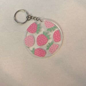 Strawberry circle keychain